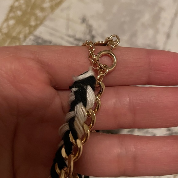 Loft Bejeweled Fabric & Gold Chain Bracelet - Picture 5 of 5